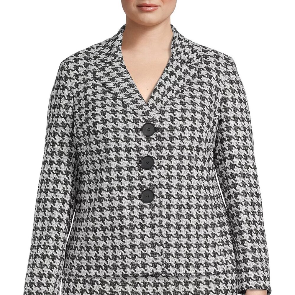 Kasper Plus Size Houndstooth Jacquard Jacket 20